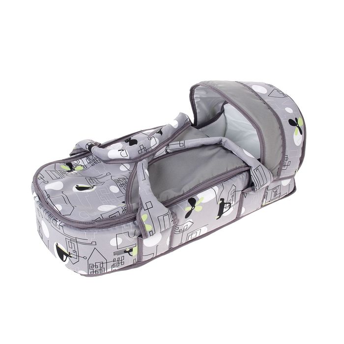 Коляска-трансформер «Гном», пластиковые колёса, цвет серый, рисунок МИКС