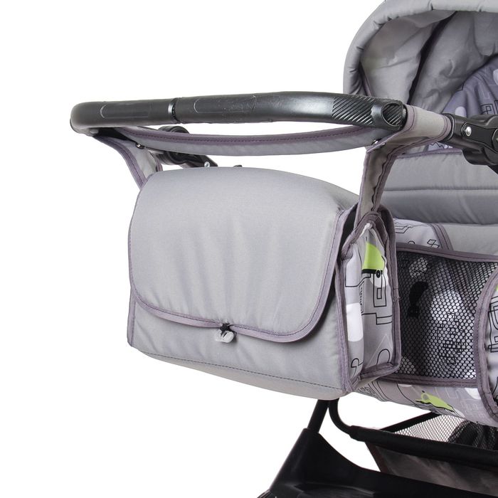 Коляска-трансформер «Гном», пластиковые колёса, цвет серый, рисунок МИКС