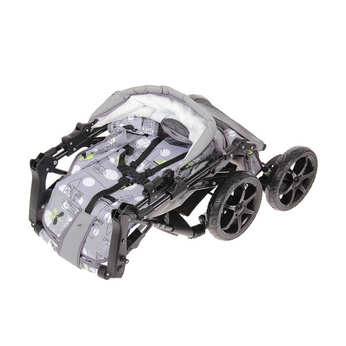 Коляска-трансформер «Гном», пластиковые колёса, цвет серый, рисунок МИКС