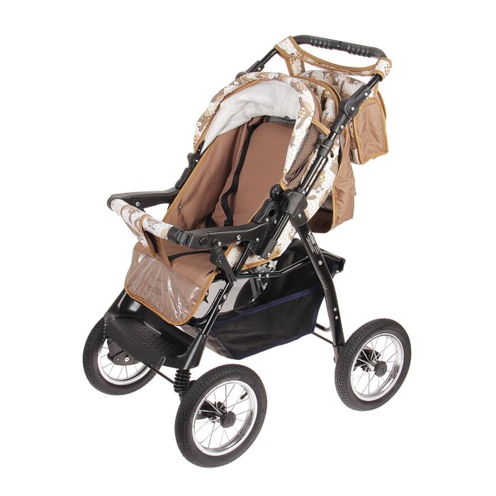 Коляска-трансформер «Гном», надувные колёса, оттенки коричневого, рисунок МИКС