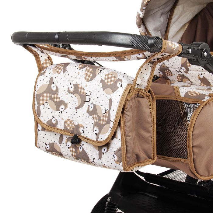 Коляска-трансформер «Гном», надувные колёса, оттенки коричневого, рисунок МИКС