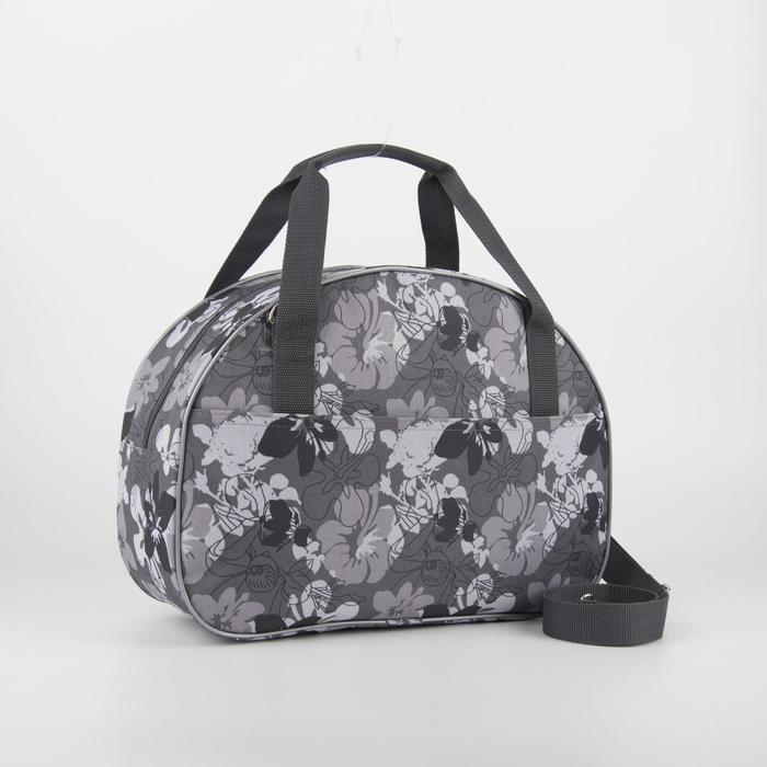 Саквояж ССД-02, 39*14*29, отд на молнии, н/карман, цветы серые