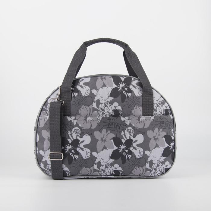 Саквояж ССД-02, 39*14*29, отд на молнии, н/карман, цветы серые