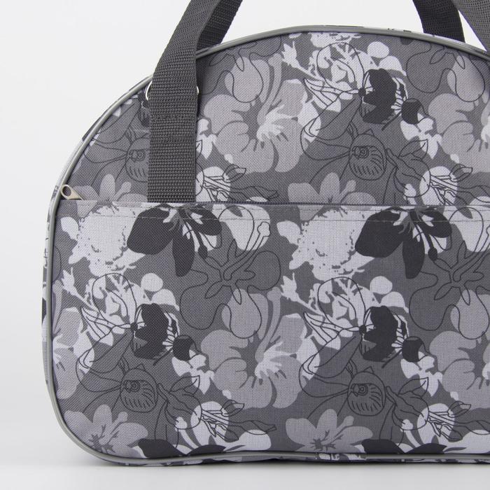 Саквояж ССД-02, 39*14*29, отд на молнии, н/карман, цветы серые