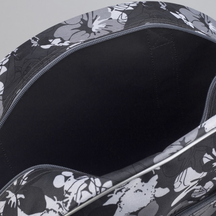 Саквояж ССД-02, 39*14*29, отд на молнии, н/карман, цветы серые