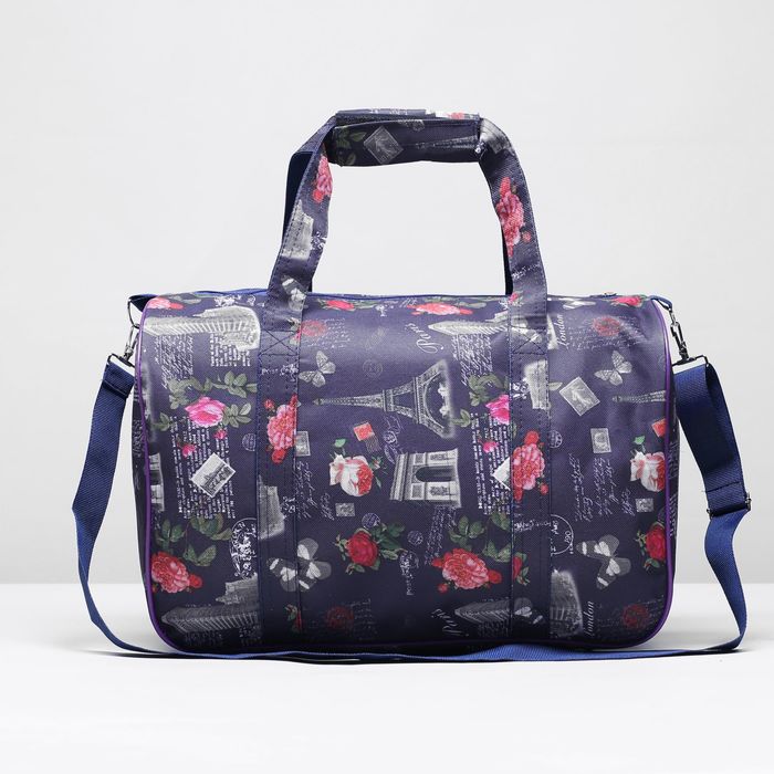 Сумка дорожная "Париж и розы", отдел на молнии