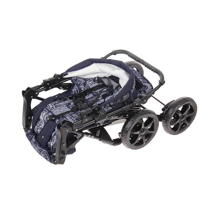 Коляска-трансформер «Гном», пластиковые колёса, оттенки синего, рисунок МИКС