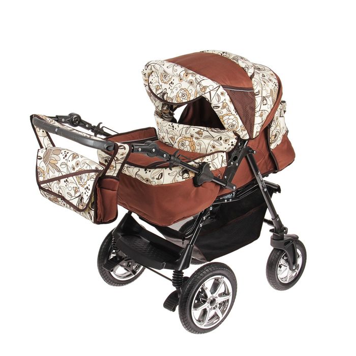 Коляска-трансформер «Пилот», поворотные колёса, оттенки коричневого, рисунок МИКС