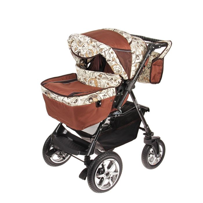 Коляска-трансформер «Пилот», поворотные колёса, оттенки коричневого, рисунок МИКС