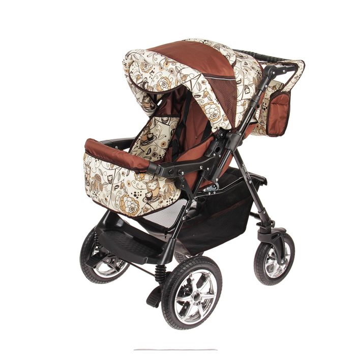Коляска-трансформер «Пилот», поворотные колёса, оттенки коричневого, рисунок МИКС