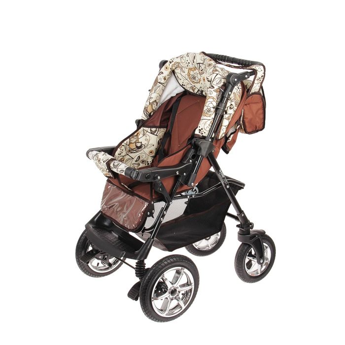 Коляска-трансформер «Пилот», поворотные колёса, оттенки коричневого, рисунок МИКС