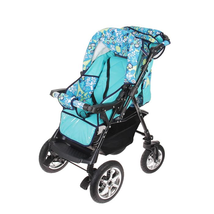 Коляска-трансформер «Пилот», поворотные колёса, оттенки бирюзового, рисунок МИКС