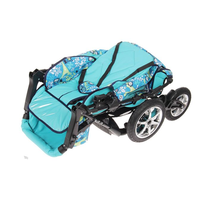 Коляска-трансформер «Пилот», поворотные колёса, оттенки бирюзового, рисунок МИКС