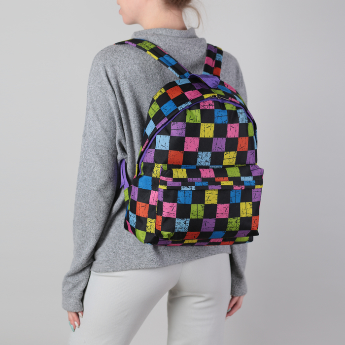 Рюкзак на молнии, 1 отдел, наружный карман, цвет чёрный/разноцветный