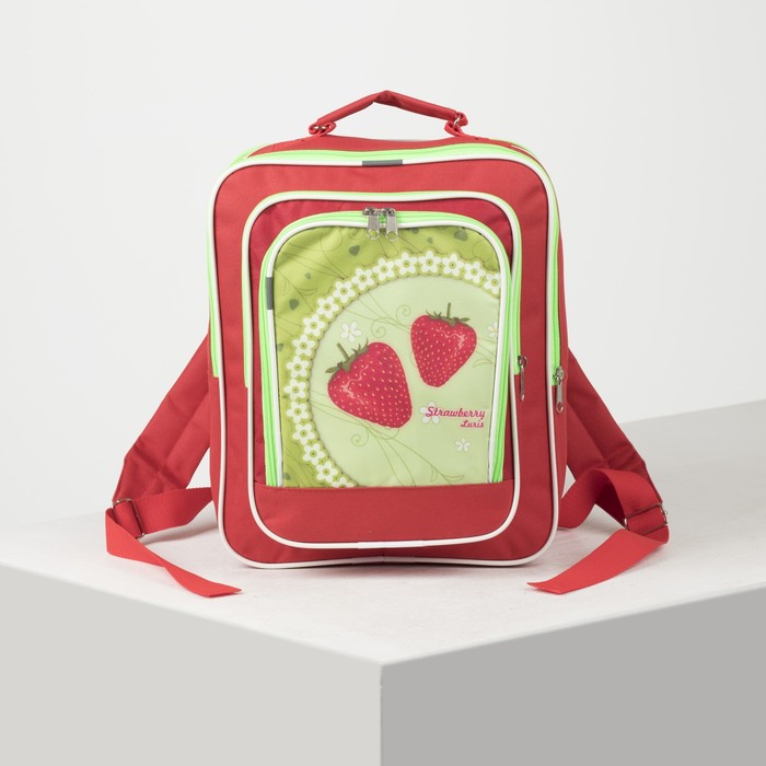 Рюкзак школьный на молнии, 2 отдела, 2 наружных кармана, цвет зелёный/красный