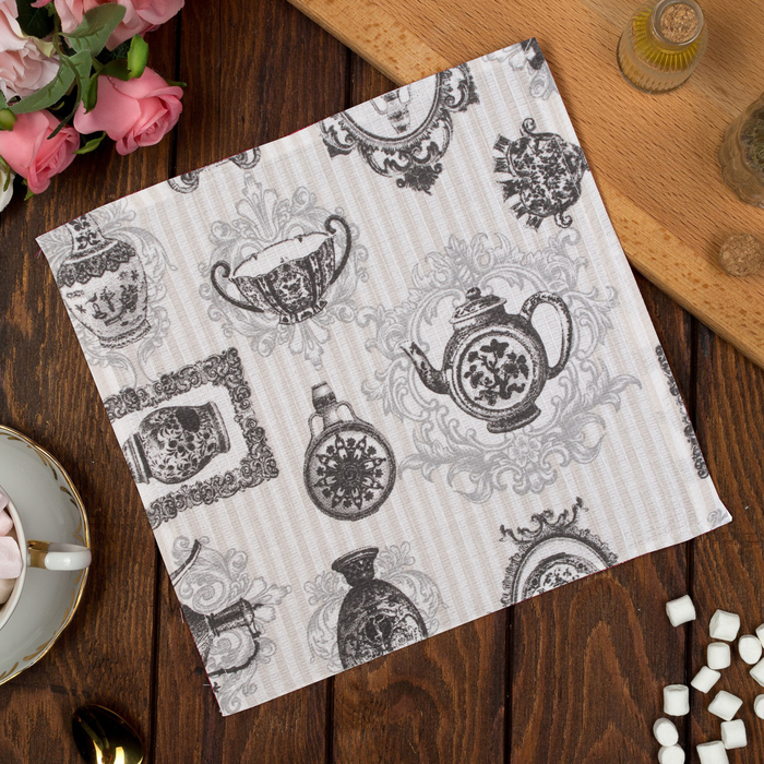 Набор салфеток "Доляна" Диковинная утварь, 29 х 29 см - 4 шт., вафельное полотно 162 г/м²