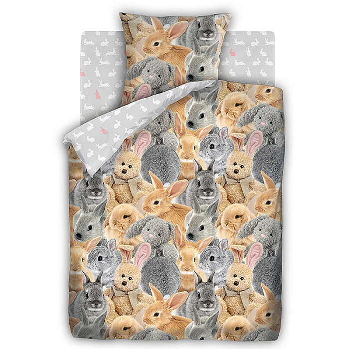 Постельное бельё 1,5сп FOR YOU "Ушастики", 215x143, 214x150, 70x70 1 шт., бязь 120г/м