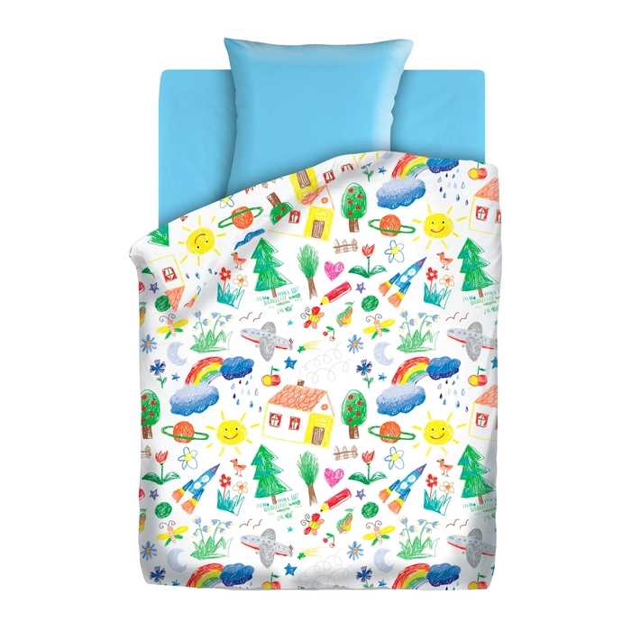 КПБ 1,5сп Непоседа Радуга, 215x143, 214x150, 70x70 1 шт., бязь, хл100%, 120г/м