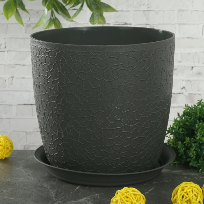 Кашпо с подставкой d=16 cм "Верона", цвет графитовый