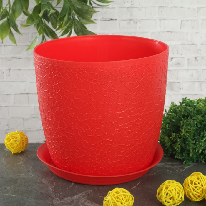 Кашпо с подставкой d=16 cм "Верона", цвет красный