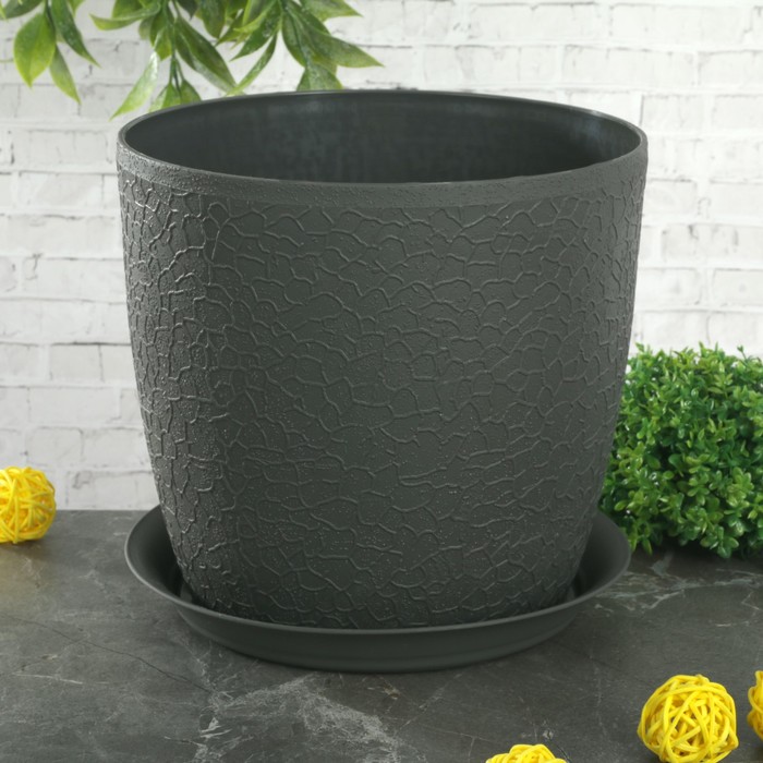 Кашпо с подставкой «Верона», d = 18 см, цвет графитовый