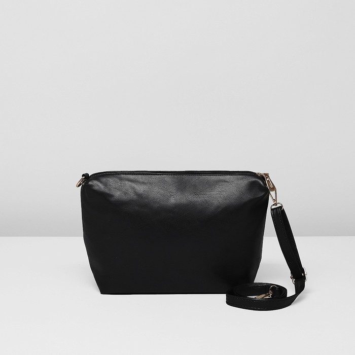 Сумка женская на молнии "Классика", 1 отдел, длинный ремень, цвет чёрный