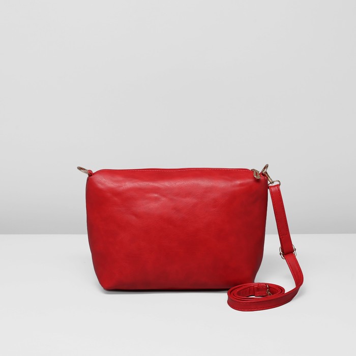 Сумка женская на молнии "Классика", 1 отдел, длинный ремень, цвет красный