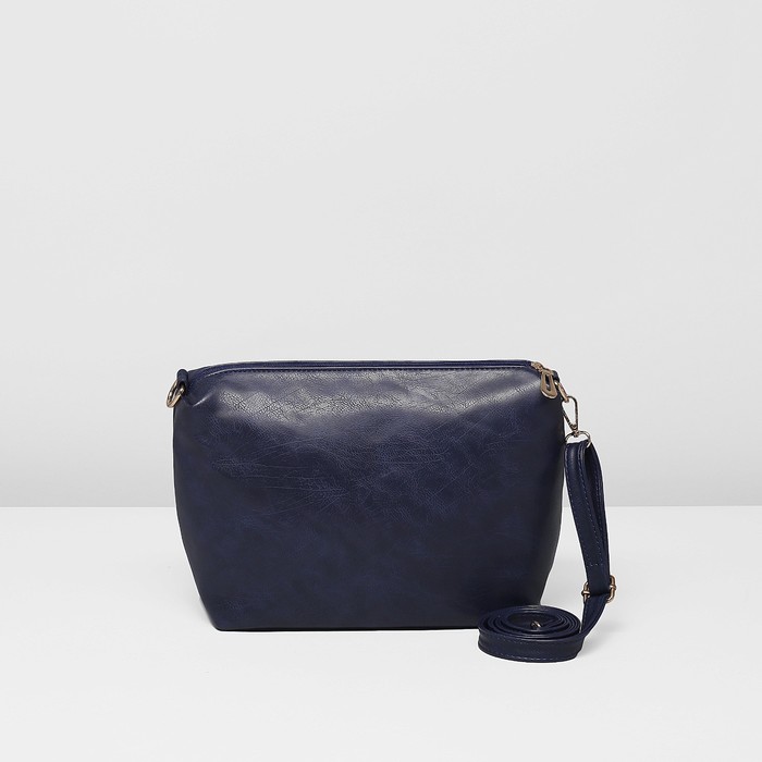 Сумка женская на молнии "Классика", 1 отдел, длинный ремень, цвет синий