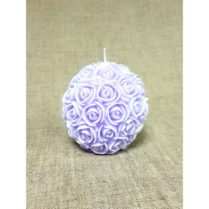 Свеча "Ручная работа" "Шар из роз" 9*9,5 сиреневый