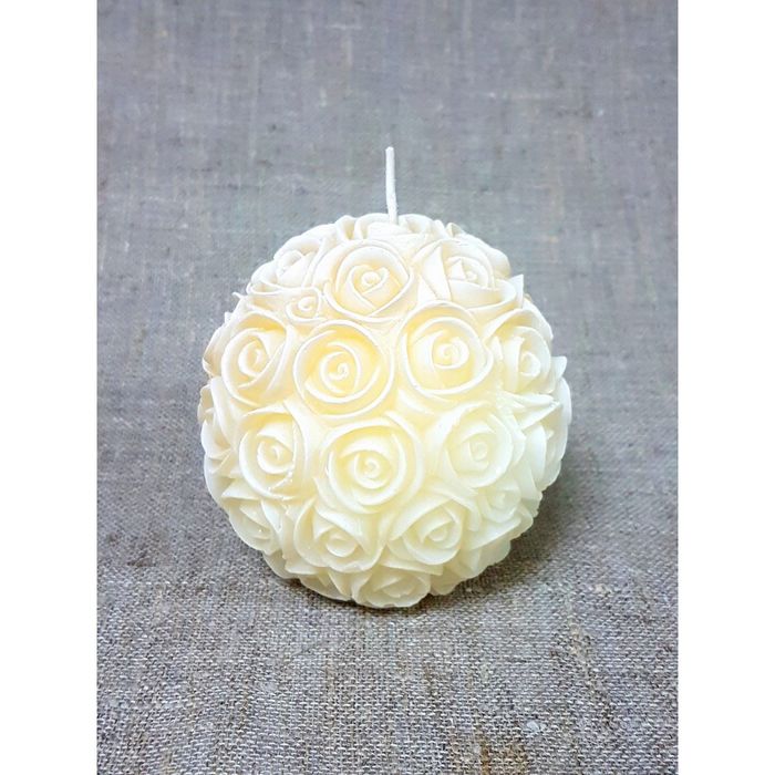 Свеча "Ручная работа" "Шар из роз" 9*9,5 сливочная