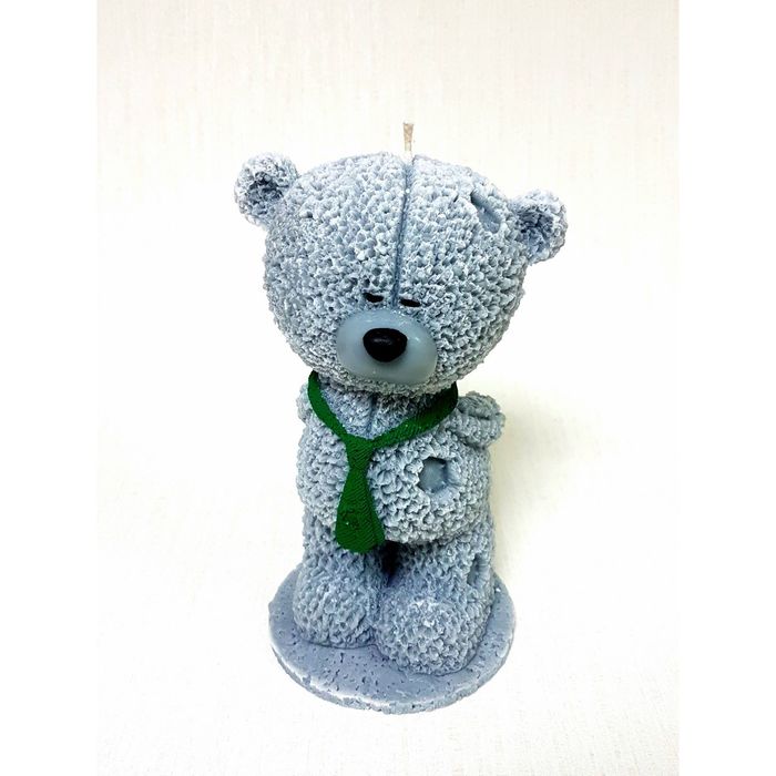 Свеча "Ручная работа" "Мишка в галстуке" 21,5*11,5см.зеленый