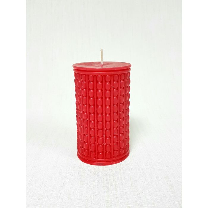 Свеча "Ручная работа" цилиндр "Жемчужный" 70*110 красный