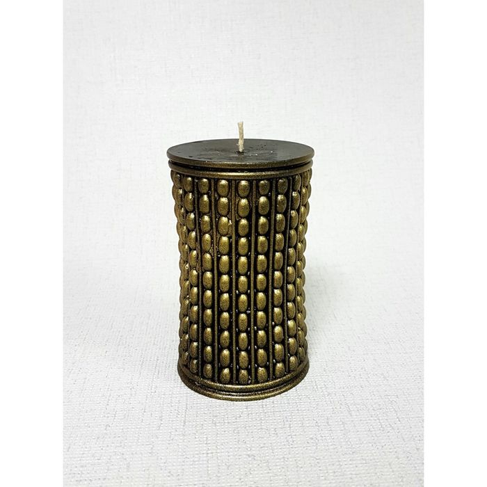Свеча "Ручная работа" цилиндр "Жемчужный" 70*110 черное золото