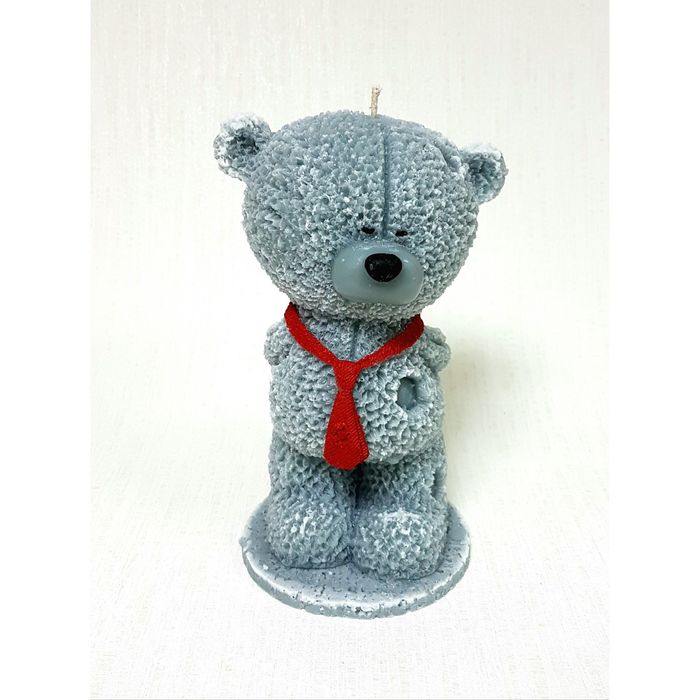 Свеча "Ручная работа" "Мишка в галстуке" 21,5*11,5см красный