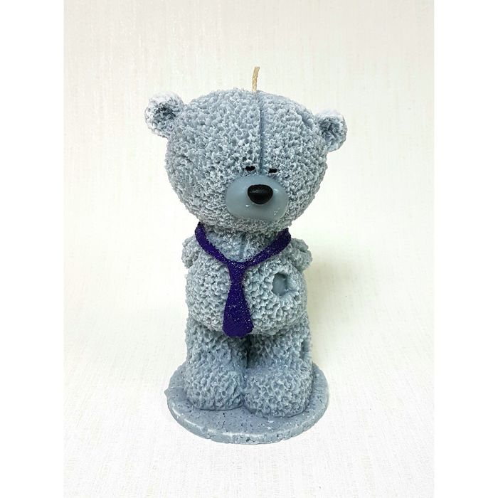 Свеча "Ручная работа" "Мишка в галстуке" 21,5*11,5см.фиолетовый