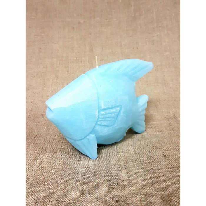 Свеча "Ручная работа" "Рыба" 15*11 голубая