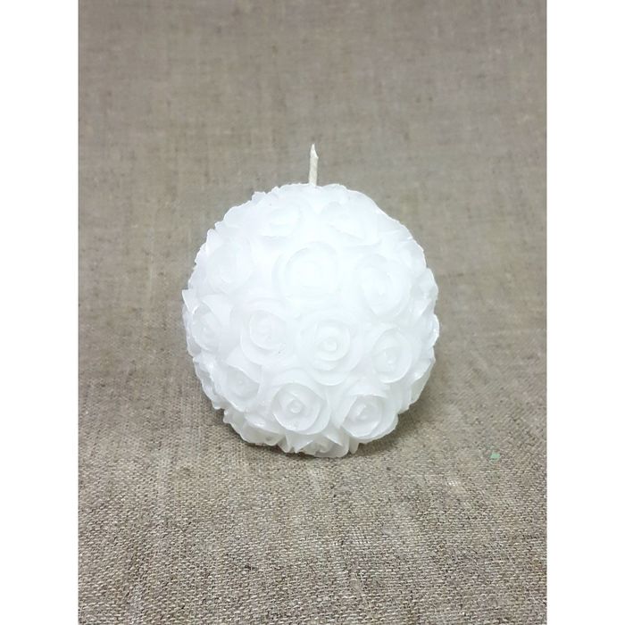 Свеча "Ручная работа" "Шар из роз" 9*9,5 белый