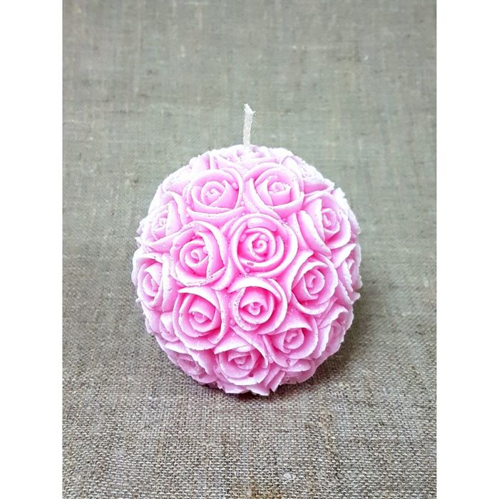 Свеча "Ручная работа" "Шар из роз" 9*9,5 розовая
