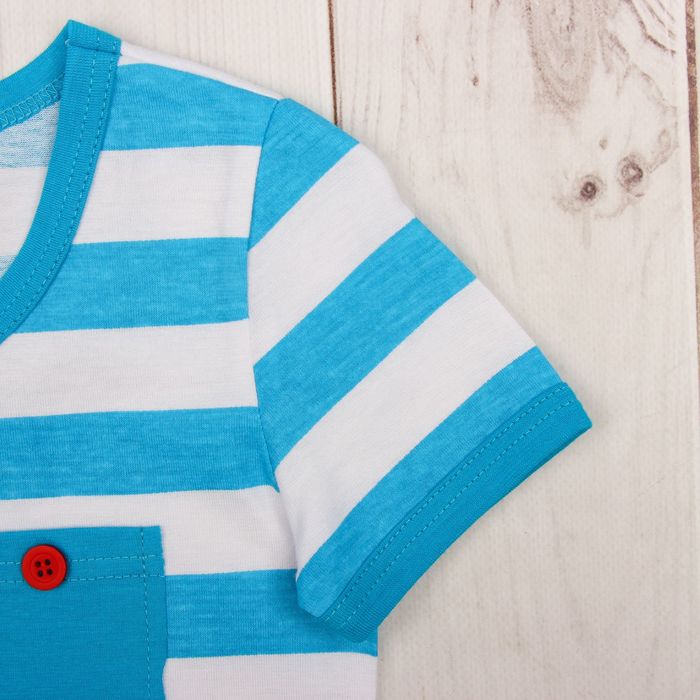 Костюм для мальчика "Моряк" (футболка, капри), цвет белый/бирюзовый, рост 134-140 см (34)