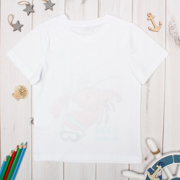 Футболка для мальчика "Рифы", рост 104 см (54), цвет белый, принт лангуст ПДК546001