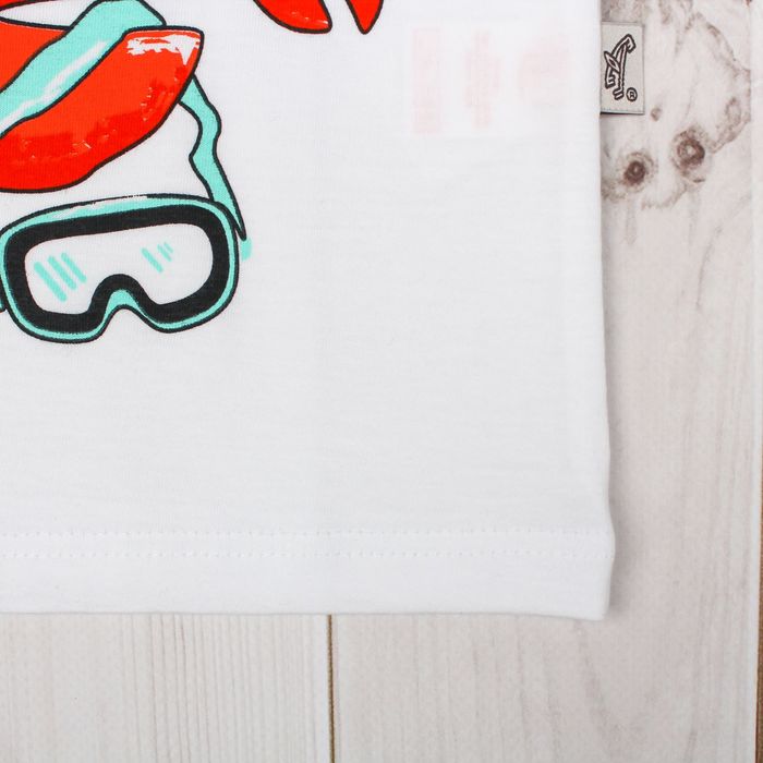 Футболка для мальчика "Рифы", рост 110 см (56), цвет белый, принт лангуст ПДК546001