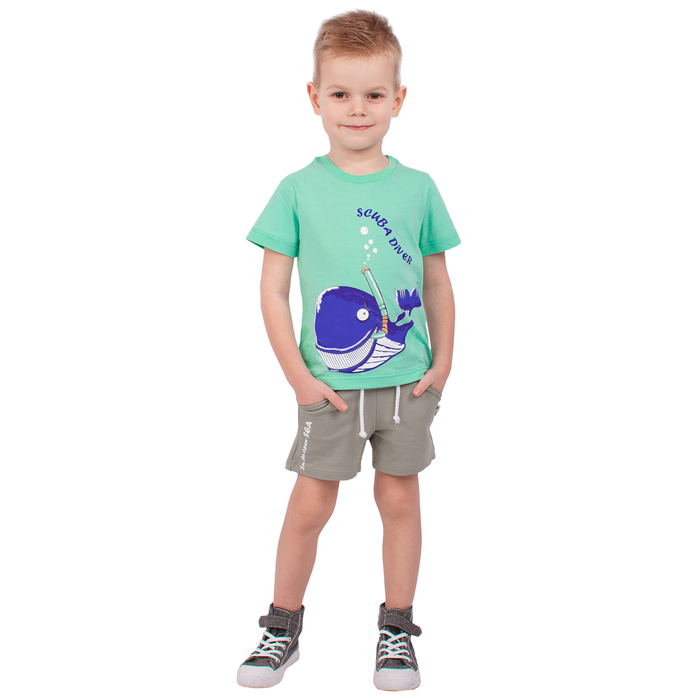 Футболка для мальчика "Рифы", рост 92 см (50), цвет бирюзовый, принт кит ПДК546001_М