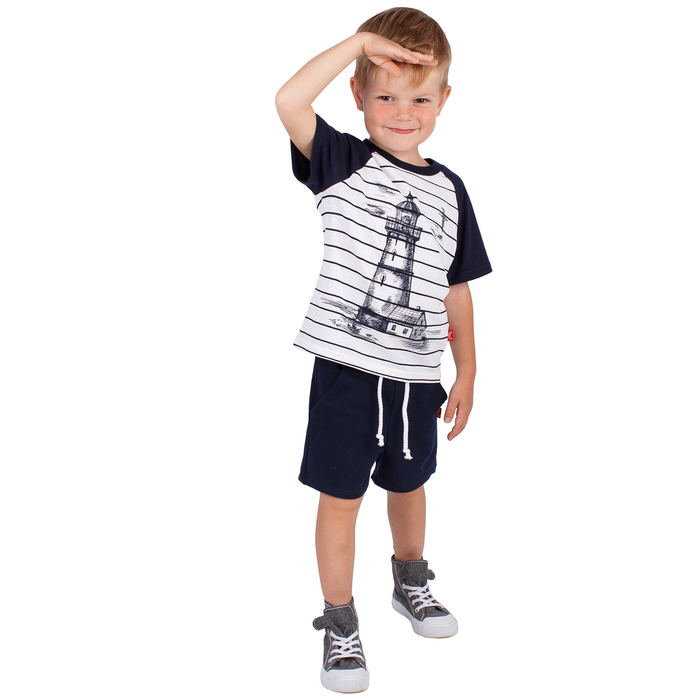 Джемпер для мальчика "Маяк", рост 104 см (54), цвет тёмно-синий, принт маяк ПДК543001н