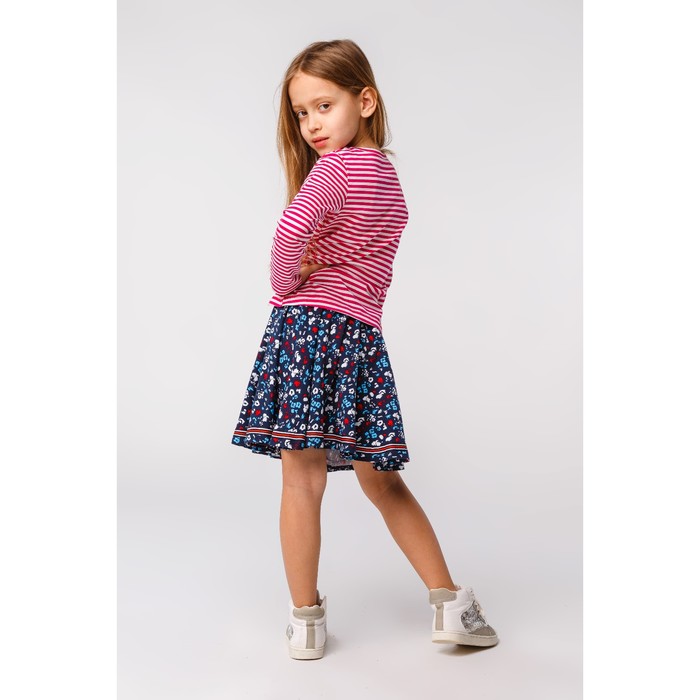 Юбка для девочки "Дорога к морю", рост 116 см (60), цвет тёмно-синий, принт цветы