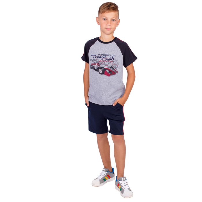 Футболка для мальчика "Формула", рост 134 см (68), цвет серый, принт машина ПДК982805