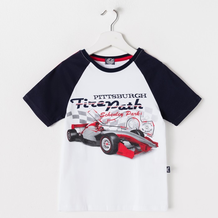 Футболка для мальчика "Формула", рост 116 см (60), цвет белый, принт машина ПДК982804