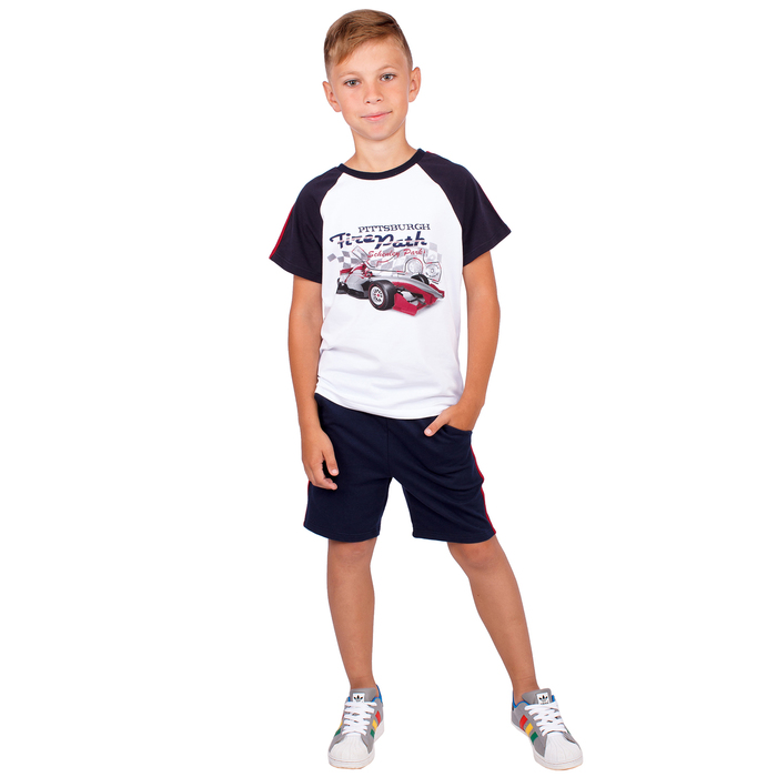 Футболка для мальчика "Формула", рост 146 см (76), цвет белый, принт машина ПДК982804