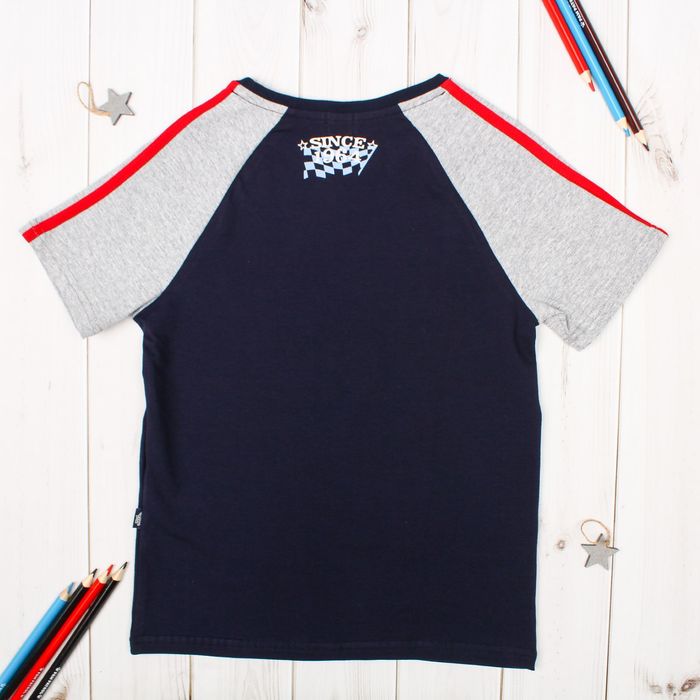 Футболка для мальчика "Формула", рост 128 см (64), цвет тёмно-синий, принт авто ПДК982804