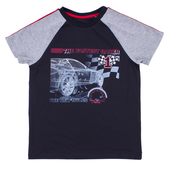 Футболка для мальчика "Формула", рост 128 см (64), цвет тёмно-синий, принт авто ПДК982804