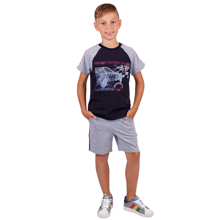 Футболка для мальчика "Формула", рост 140 см (72), цвет тёмно-синий, принт авто ПДК982804
